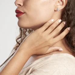 Boucles D'oreilles Puces Sunset Or Blanc Topaze Et Diamant