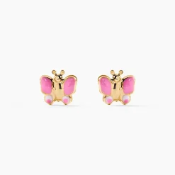 Boucles D'oreilles Puces Sienna Papillon Or Jaune