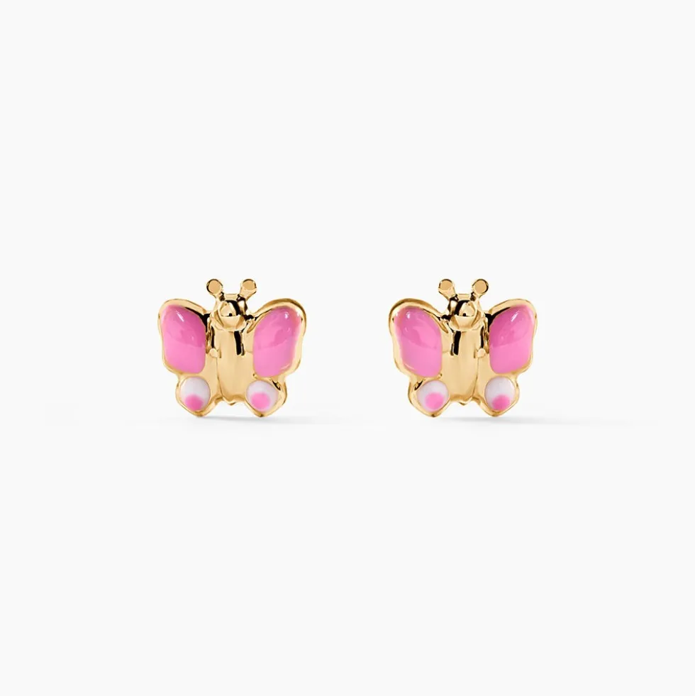 Boucles D'oreilles Puces Sienna Papillon Or Jaune
