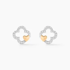 Boucles D'oreilles Puces Sorya Or Jaune Argent Blanc