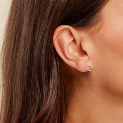 Boucles D'oreilles Puces Sorya Or Jaune Argent Blanc