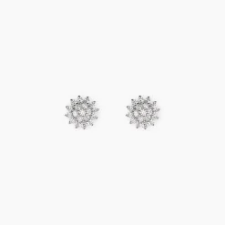 Boucles D'Oreilles Puces Saria Argent Blanc Oxyde De Zirconium