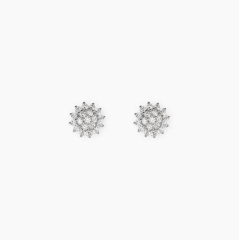 Boucles D'Oreilles Puces Saria Argent Blanc Oxyde De Zirconium