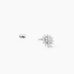 Boucles D'Oreilles Puces Saria Argent Blanc Oxyde De Zirconium