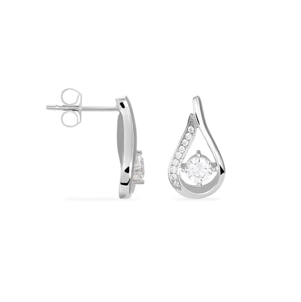 Boucles D'oreilles Puces Serena Argent Blanc Oxyde De Zirconium