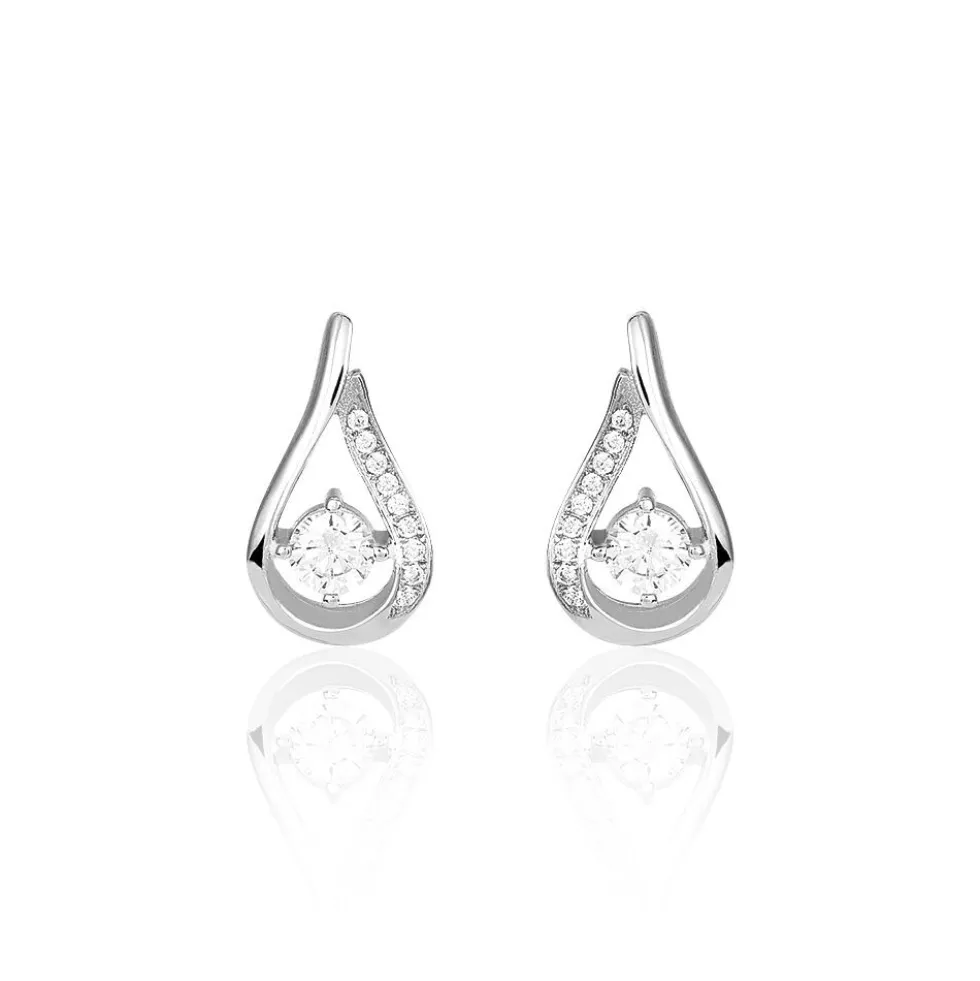 Boucles D'oreilles Puces Serena Argent Blanc Oxyde De Zirconium