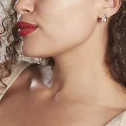 Boucles D'oreilles Puces Serena Argent Blanc Oxyde De Zirconium