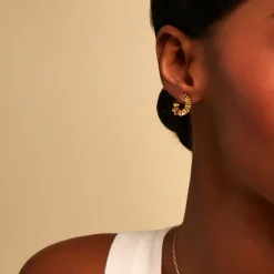 Boucles D'Oreilles Puces Soraia Plaqué Or Jaune