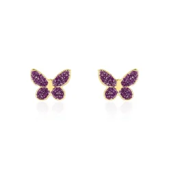 Boucles D'oreilles Puces Silia Papillon Or Jaune