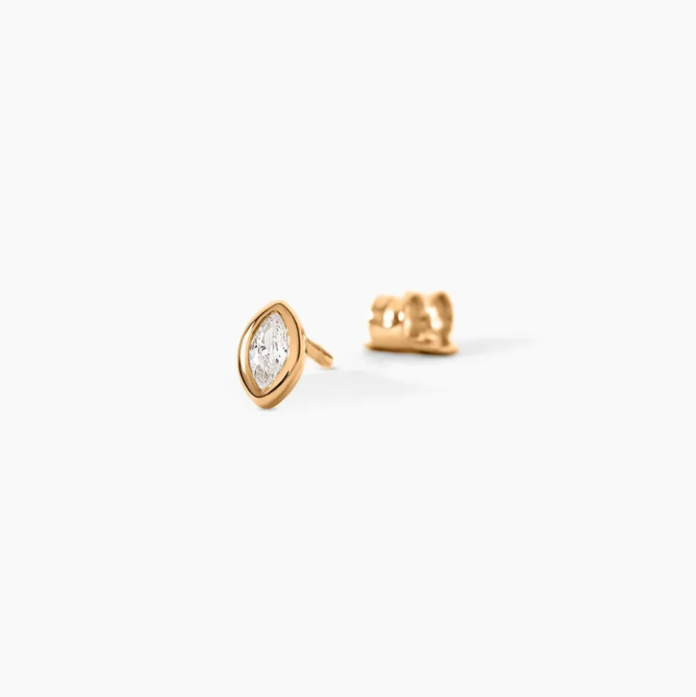 Boucles D'Oreilles Puces Steffie Plaqué Or Jaune Oxyde De Zirconium