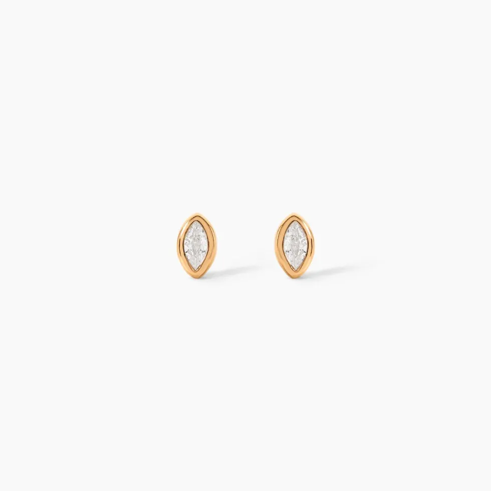 Boucles D'Oreilles Puces Steffie Plaqué Or Jaune Oxyde De Zirconium