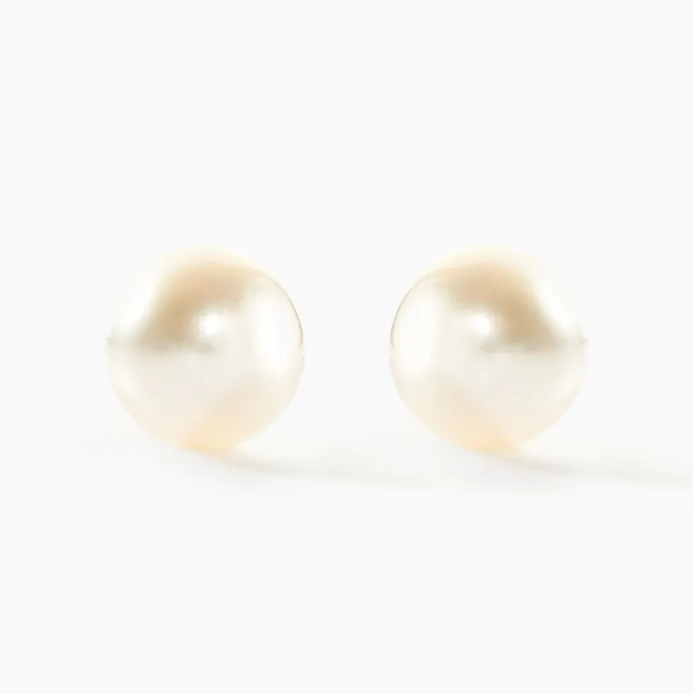 Boucles D'oreilles Puces Suki Or Jaune Perle De Culture