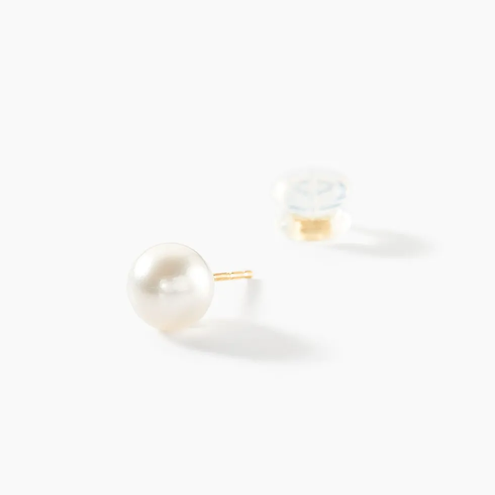 Boucles D'oreilles Puces Suki Or Jaune Perle De Culture