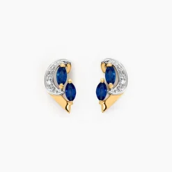 Boucles D'oreilles Puces Sakina Or Jaune Saphir Et Diamant Et Divers