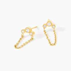 Boucles D'Oreilles Puces Sheima Acier Jaune Cristal