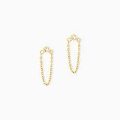 Boucles D'Oreilles Puces Sheima Acier Jaune Cristal