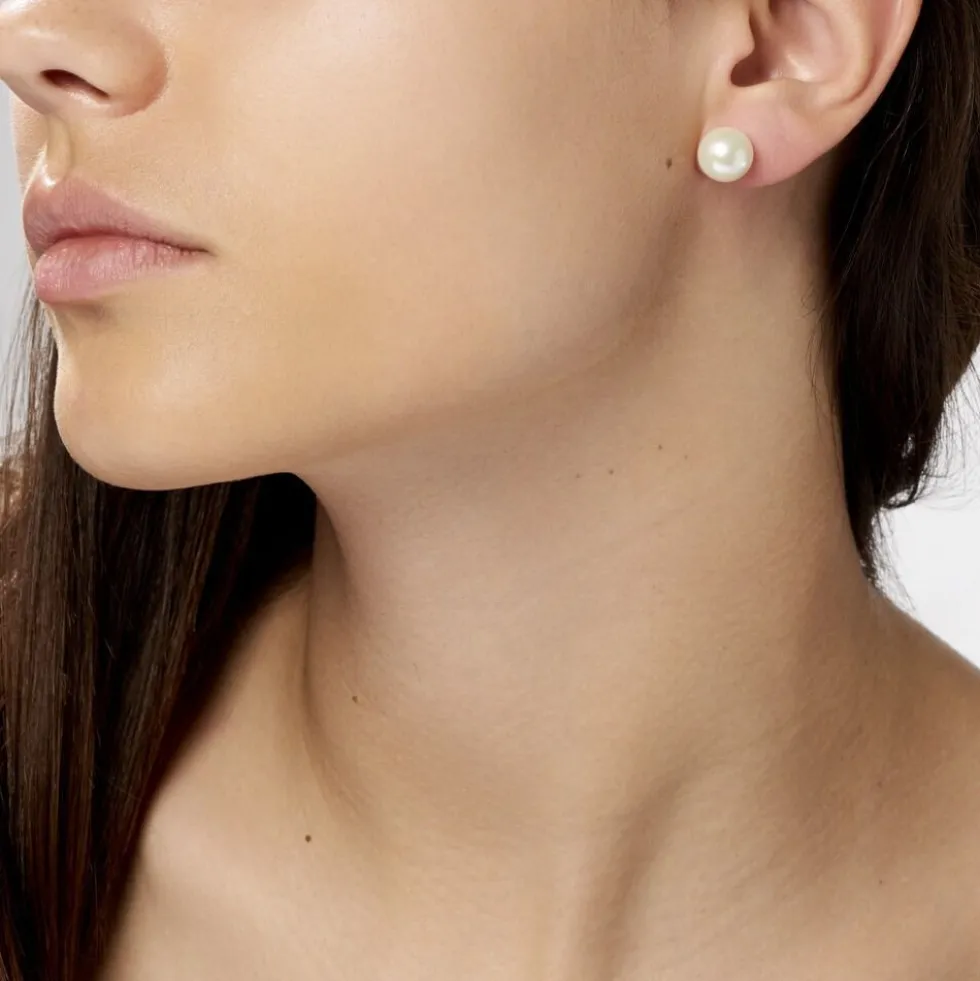 Boucles D'oreilles Puces Suki Or Jaune Perle De Culture