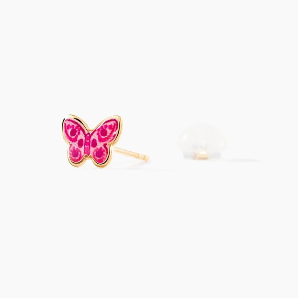 Boucles D'oreilles Puces Sulivia Papillon Or Jaune