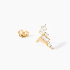 Boucles D'Oreilles Puces Sya Plaqué Or Jaune Oxyde De Zirconium