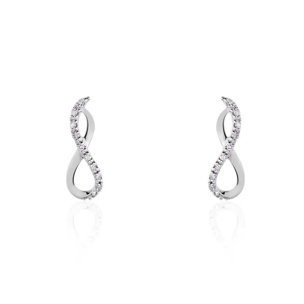 Boucles D'oreilles Puces Samy Or Blanc Diamant