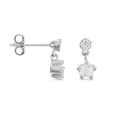 Boucles D'oreilles Puces Tibby Argent Blanc Oxyde De Zirconium