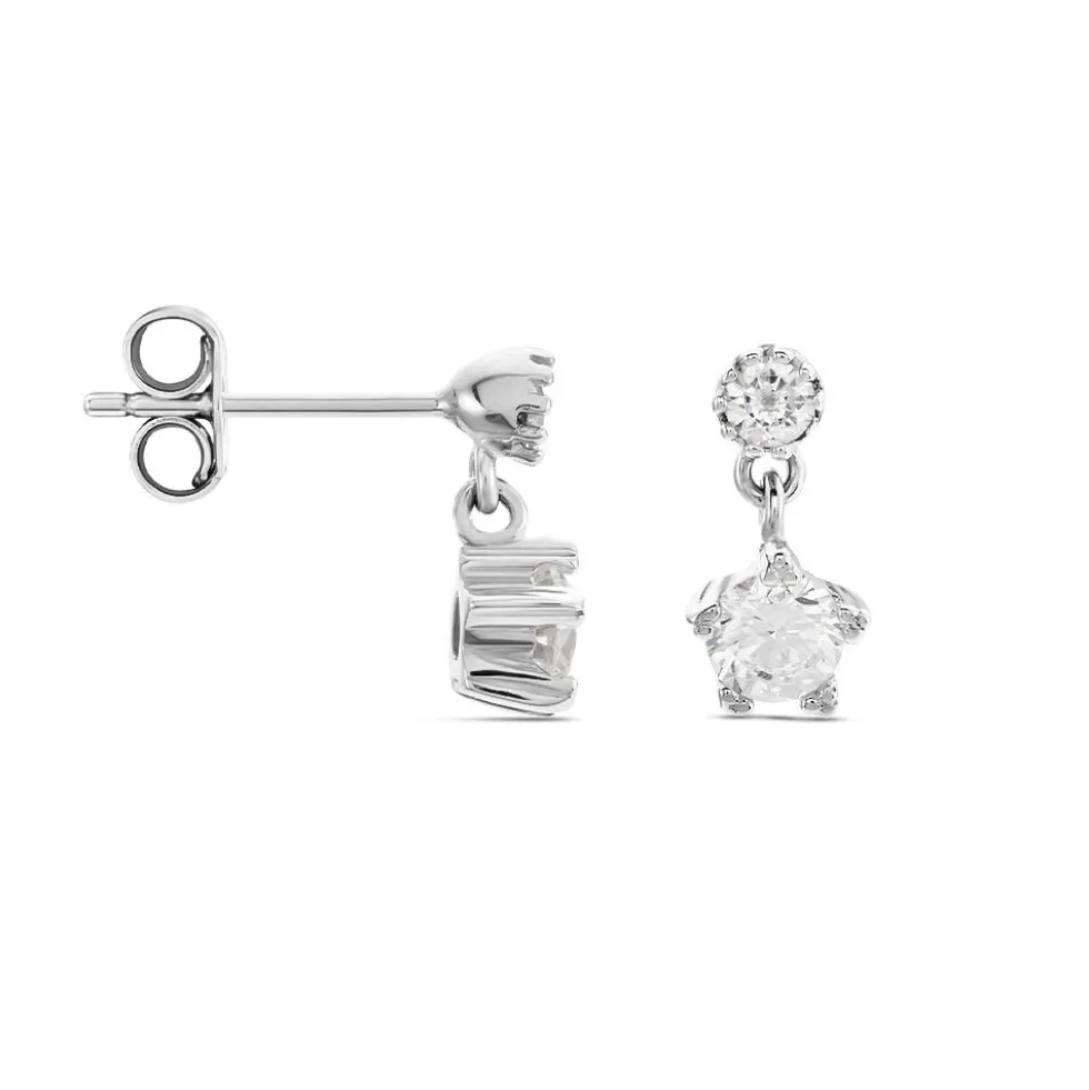Boucles D'oreilles Puces Tibby Argent Blanc Oxyde De Zirconium