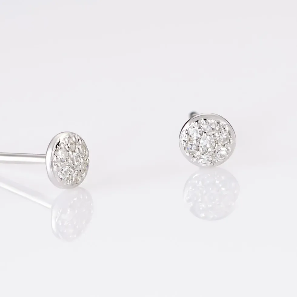 Boucles D'oreilles Puces Teani Or Blanc Diamant