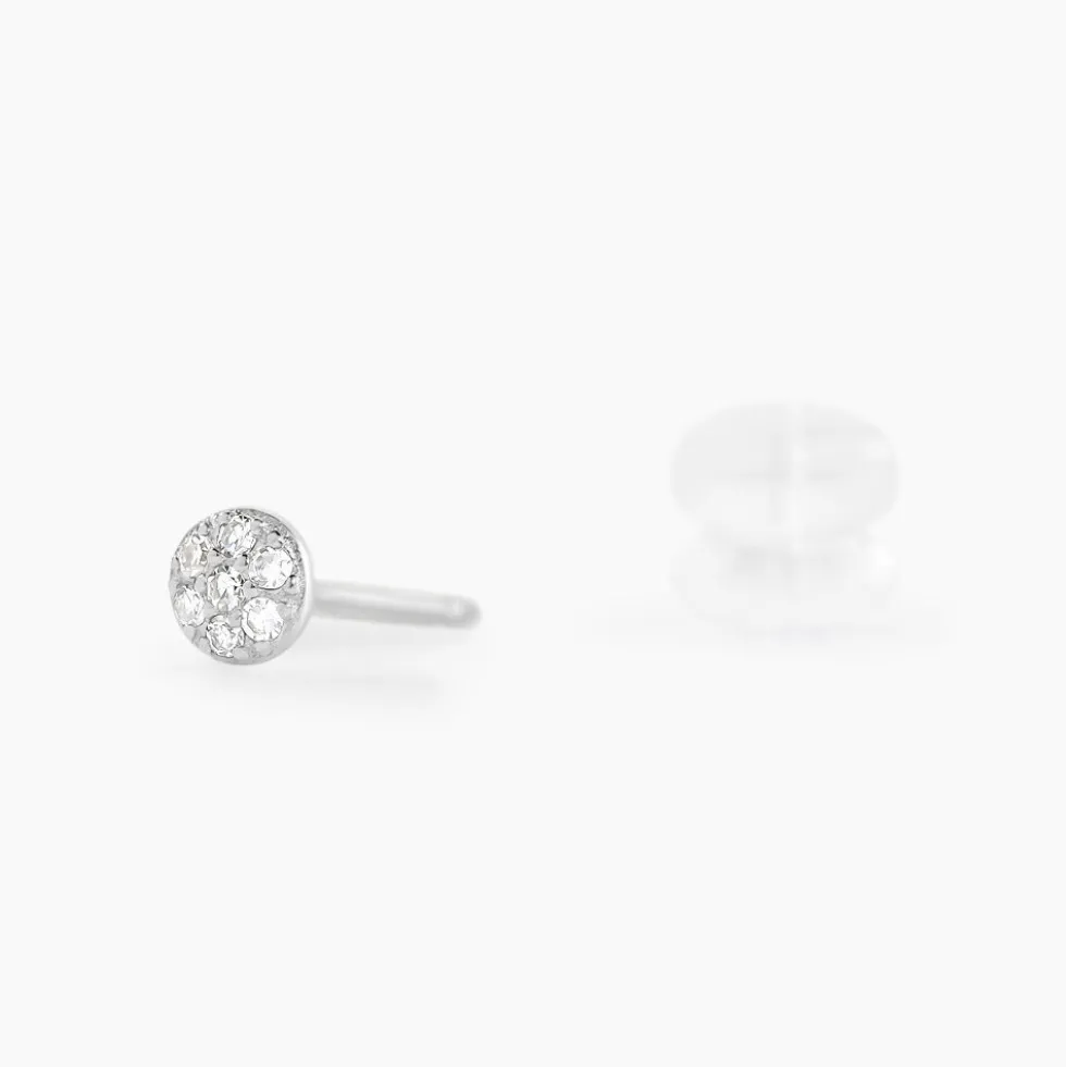 Boucles D'oreilles Puces Teani Or Blanc Diamant