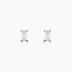 Boucles D'oreilles Puces Udia Argent Blanc Oxyde De Zirconium