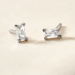 Boucles D'oreilles Puces Udia Argent Blanc Oxyde De Zirconium