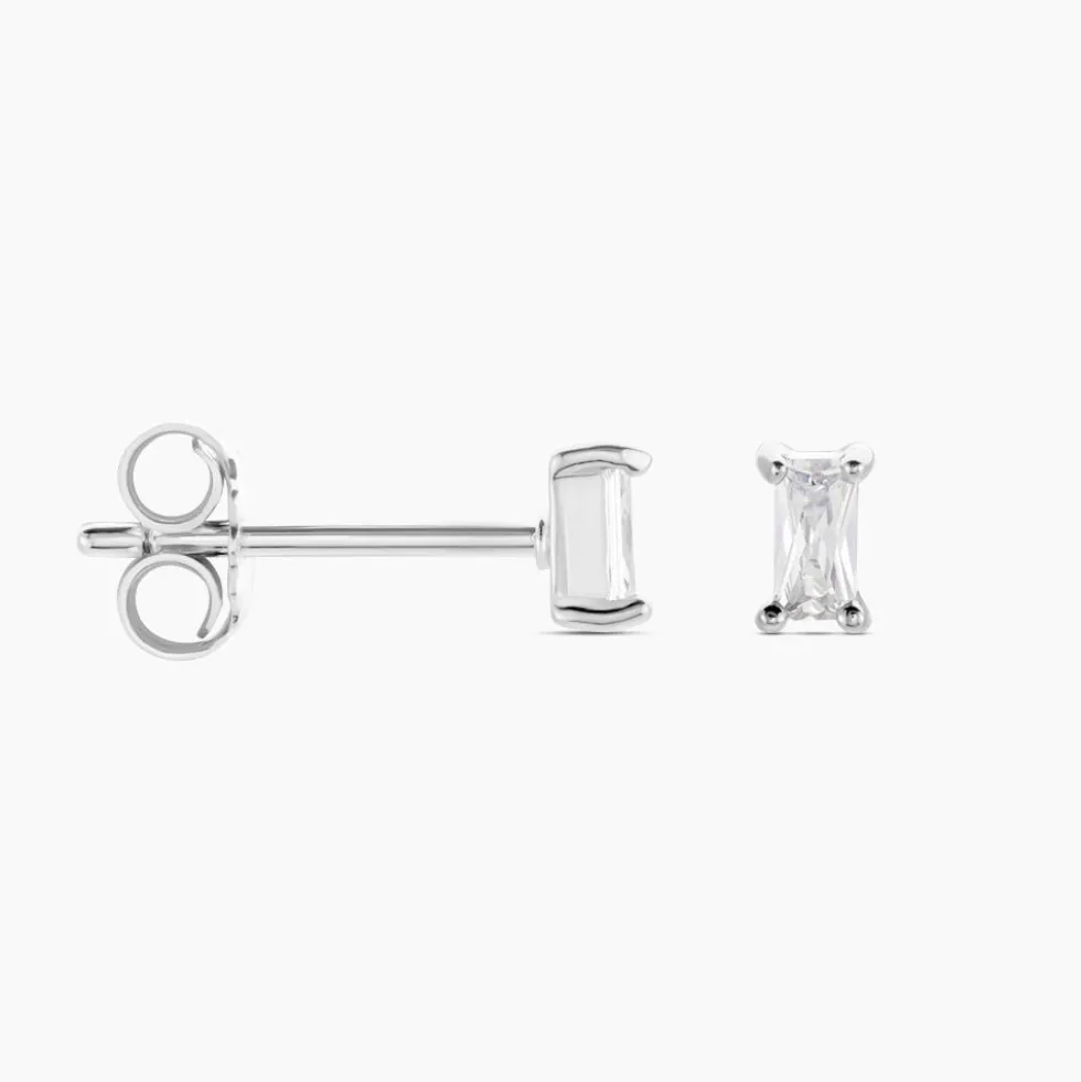 Boucles D'oreilles Puces Udia Argent Blanc Oxyde De Zirconium