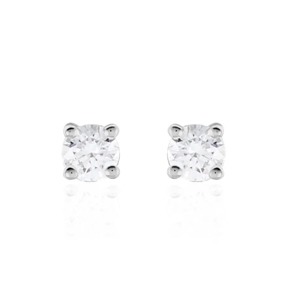 Boucles D'oreilles Puces Victoria Or Blanc Diamant