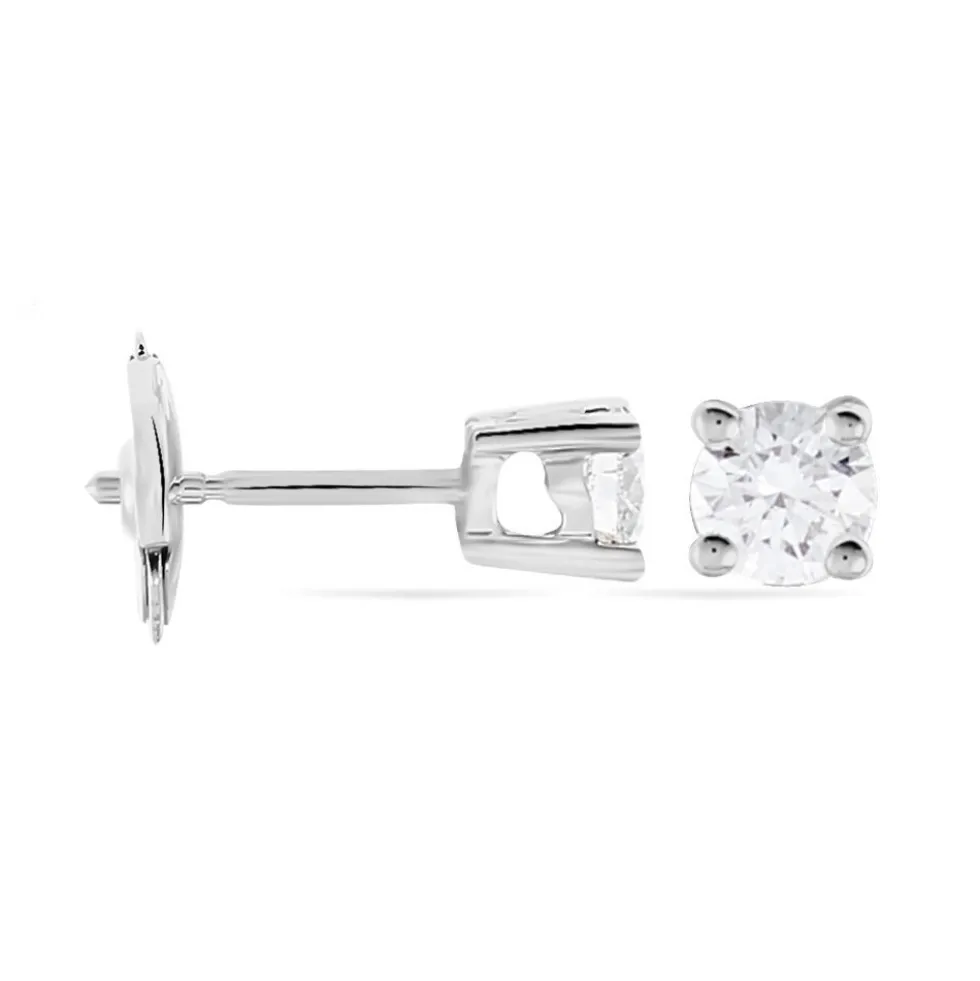 Boucles D'oreilles Puces Victoria Or Blanc Diamant