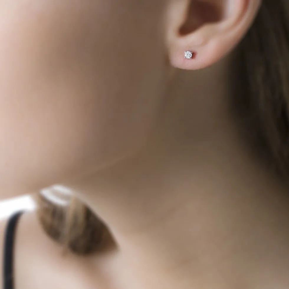 Boucles D'oreilles Puces Victoria Or Blanc Diamant