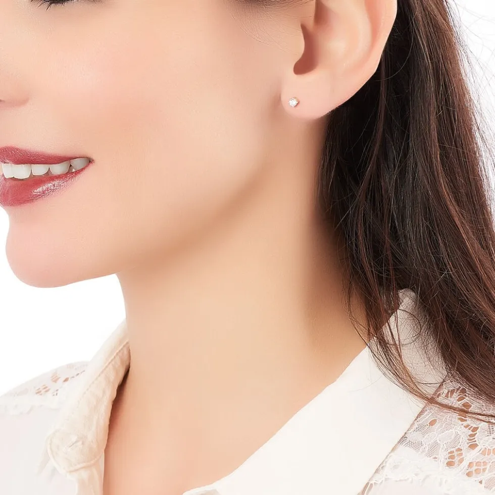 Boucles D'oreilles Puces Victoria Or Jaune Diamant