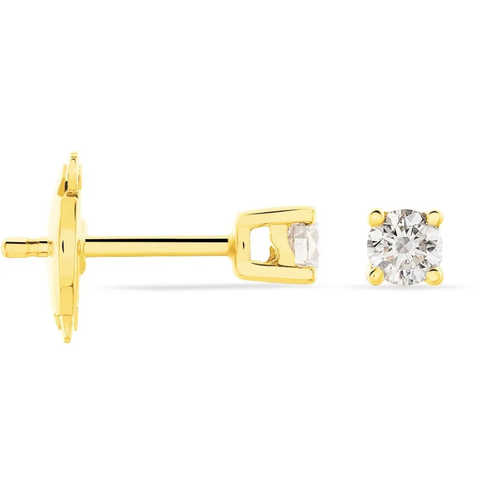 Boucles D'oreilles Puces Victoria Or Jaune Diamant