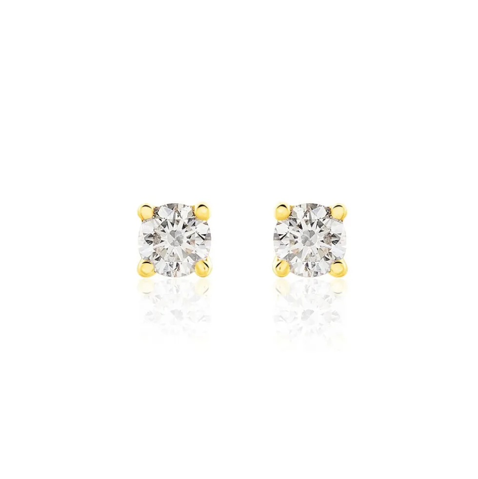 Boucles D'oreilles Puces Victoria Or Jaune Diamant