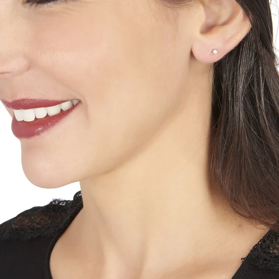 Boucles D'oreilles Puces Victoria Or Blanc Diamant