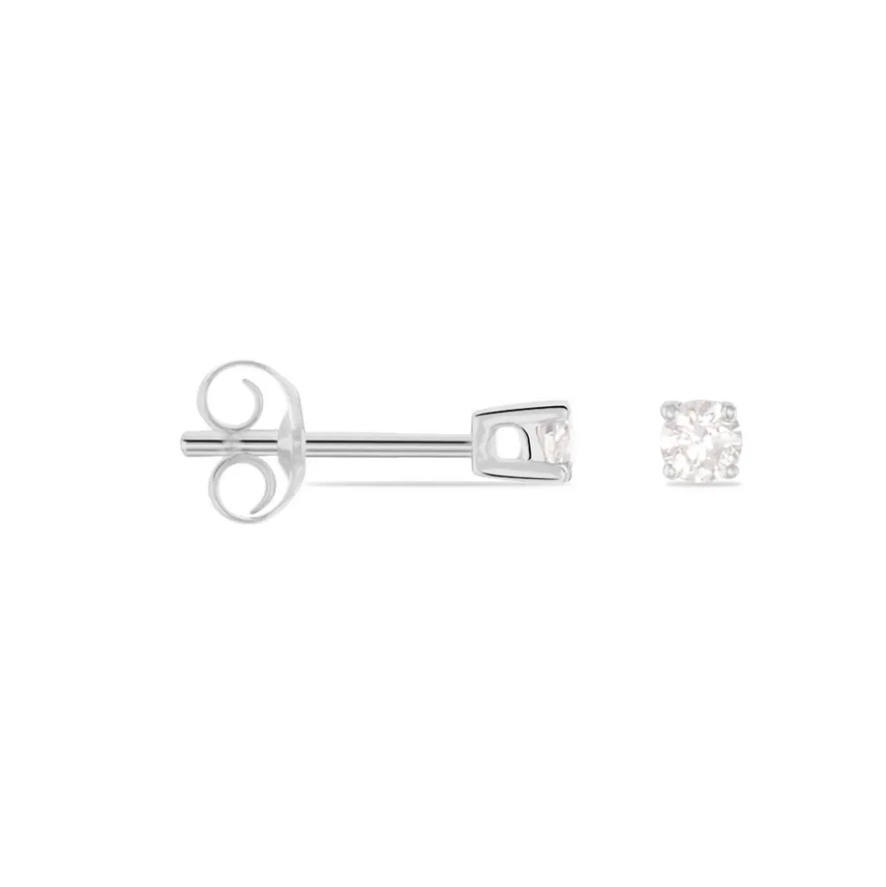Boucles D'oreilles Puces Victoria Or Blanc Diamant
