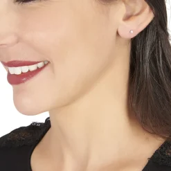 Boucles D'oreilles Puces Victoria Or Blanc Diamant