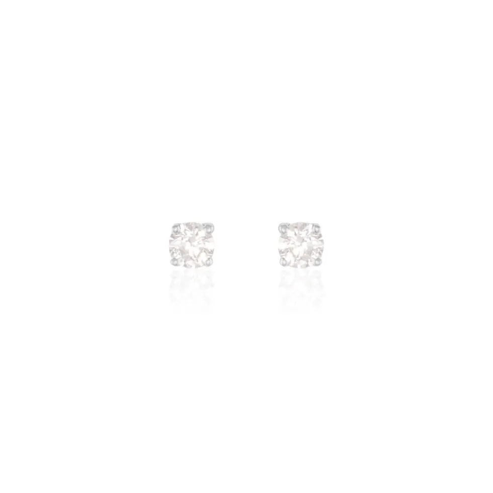 Boucles D'oreilles Puces Victoria Or Blanc Diamant