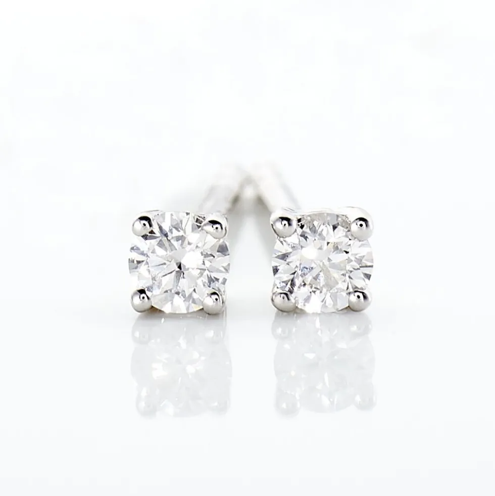 Boucles D'oreilles Puces Victoria Or Blanc Diamant