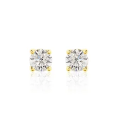 Boucles D'oreilles Puces Victoria Or Jaune Diamant