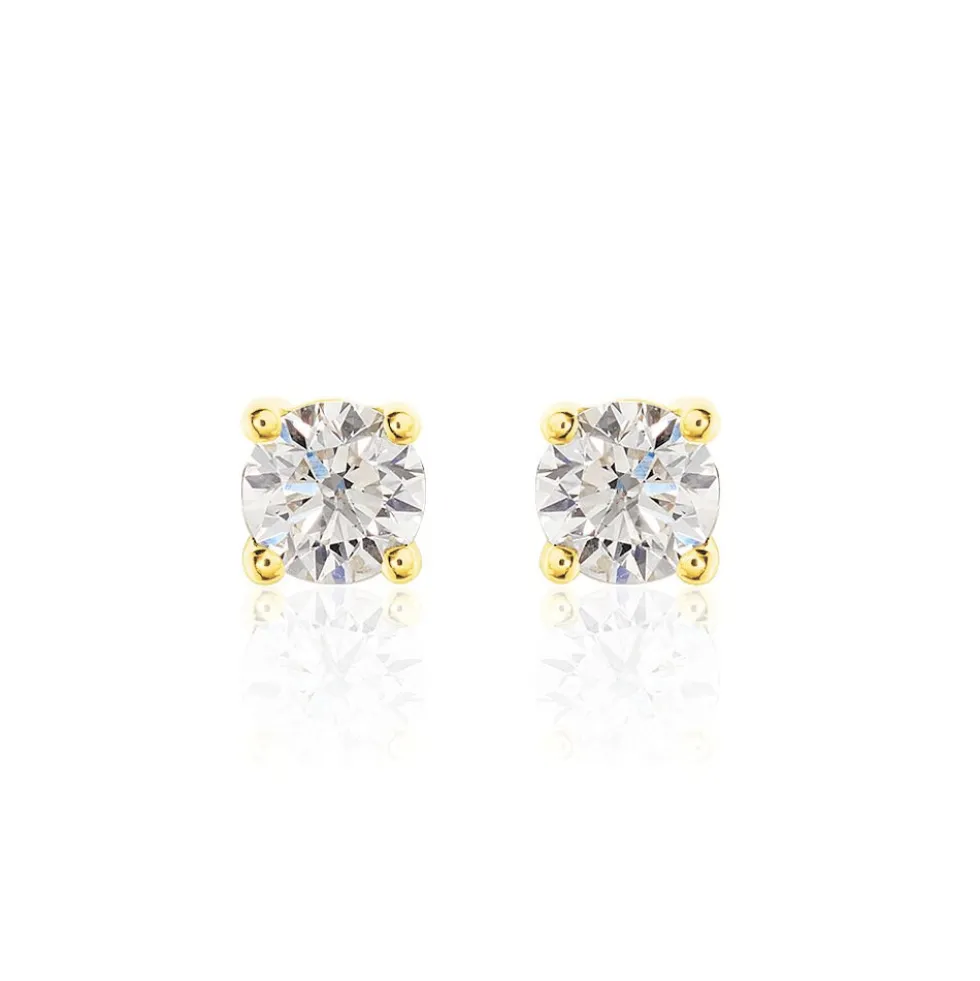 Boucles D'oreilles Puces Victoria Or Jaune Diamant