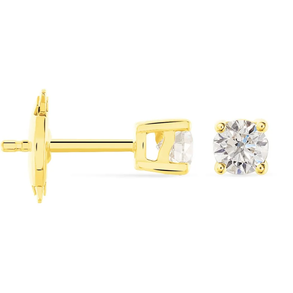 Boucles D'oreilles Puces Victoria Or Jaune Diamant