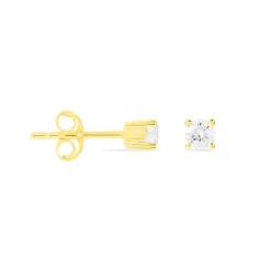 Boucles D'oreilles Puces Victoria Or Jaune Diamant