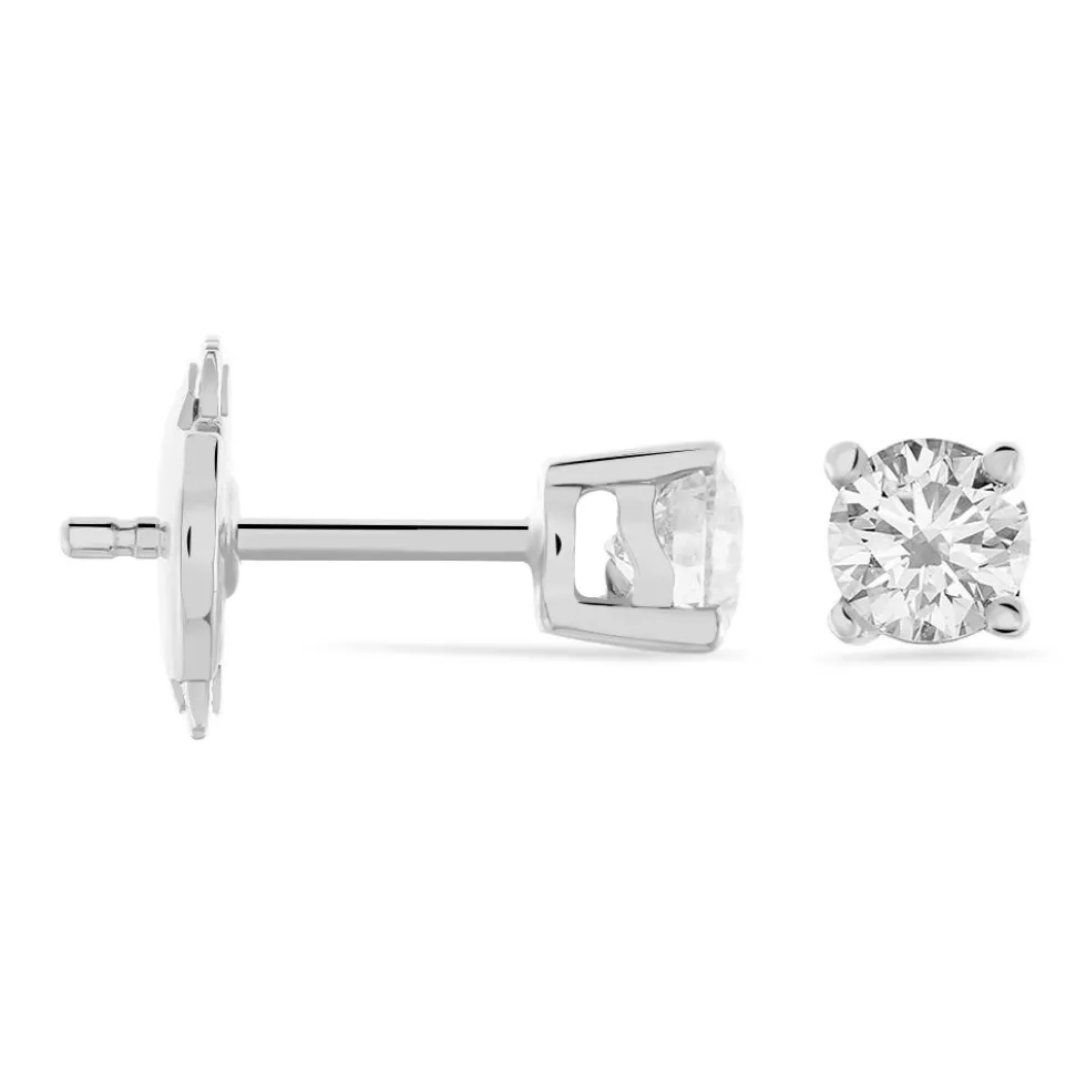 Boucles D'oreilles Puces Victoria Or Blanc Diamant