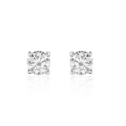 Boucles D'oreilles Puces Victoria Or Blanc Diamant