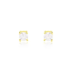 Boucles D'oreilles Puces Victoria Or Jaune Diamant