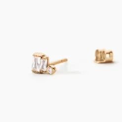 Boucles D'Oreilles Puces Valentyne Plaque Or Jaune Oxyde De Zirconium